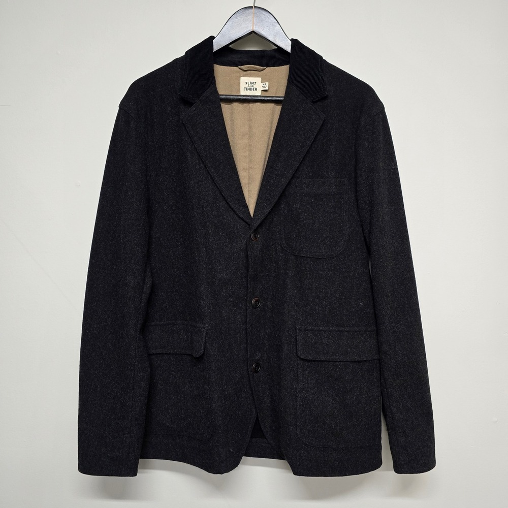 Flint and Tinder Flex Knit Chore Blazer Mens 40 Charcoal Grey Cotton Workwear